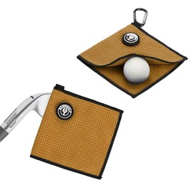 Small Magnetic Golf Towel with Clip, Microfiber Waffle Material, Highest Strength Magnet for Golf Carts,Golf Balls and Golf Bags,Golf Gift for Golfer (Brown)