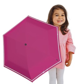 Knirps Children's Pocket Umbrella Rookie Reflective with Reflective Border Flamingo
