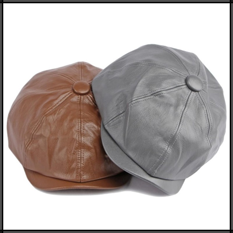 White Fang CA878 Plain Leather Newsboy Hat, Outdoors, Climbing, Walking,