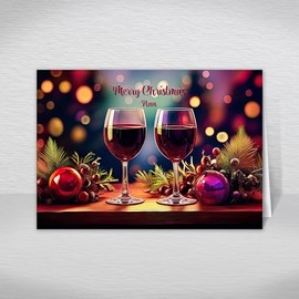 Nan Christmas Card, A5 Size Special Christmas Card for Nan, Grandmother, Nanna Christmas Greeting Cards with Beautiful Wishes/Christmas Greetings Verse Inside: Wine and Baubles Christmas Card