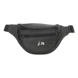 Lambretta Scooter Black Leather Fanny Pack Adjustable Travel Bumbag Gift 212