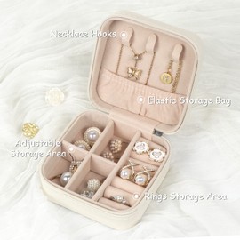 MFXIP Travel Jewelry Case Small Jewelry Box Jewelry Organizer Storage Case Portable PU Leather Mini Jewelry Travel Case for Girls Womens Earring, Necklace, Rings,Bracelets