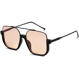 Tskestvy Unisex Retro Square Aviator Sunglasses for Women Men Oversized Trendy Fashion 70s Tinted Shades