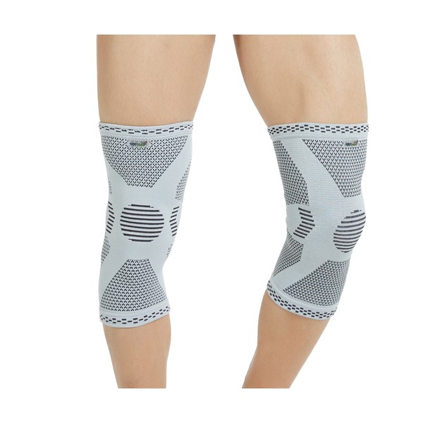 NeoTech Care Knee Support Brace, Bamboo Fiber, Gray (Size M, 1 Pair)