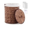 LGENHOOM Round Water Hyacinth Laundry Hamper with Lid Handwoven Wicker