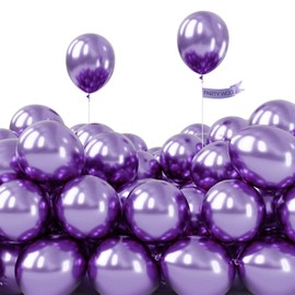 PartyWoo Metallic Purple Balloons 50 pcs 5 Inch Small Mini Chrome Purple Latex Balloons for Mardi Gras Graduation Wedding Baby Shower Anniversary Birthday Party Decorations Purple-G105