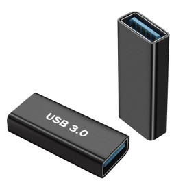 QIANRENON USB 3.0 Female to USB 3.0 Female Adapter Coupler USB 3.0 Charging Data Connection Extender Socket 5Gbps/10Gbps 5V 3A, Al Alloy Shell, for Laptop Tablet USB Drive, Pack of 2