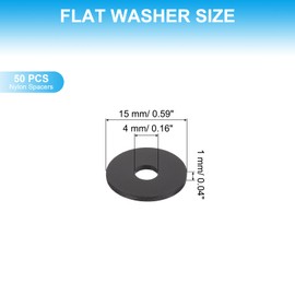 PATIKIL Nylon Flat Washers, 50 Pieces 0.16" ID 0.59" OD 0.04" Thickness Plastic Seal Gaskets Ring Flat Spacer for Sealing Plumbing Faucet Hose, Black