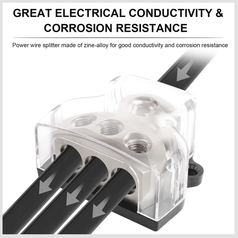 kksurty 3 Way Power Distribution Block Car Audio Splitter 0/2/4
