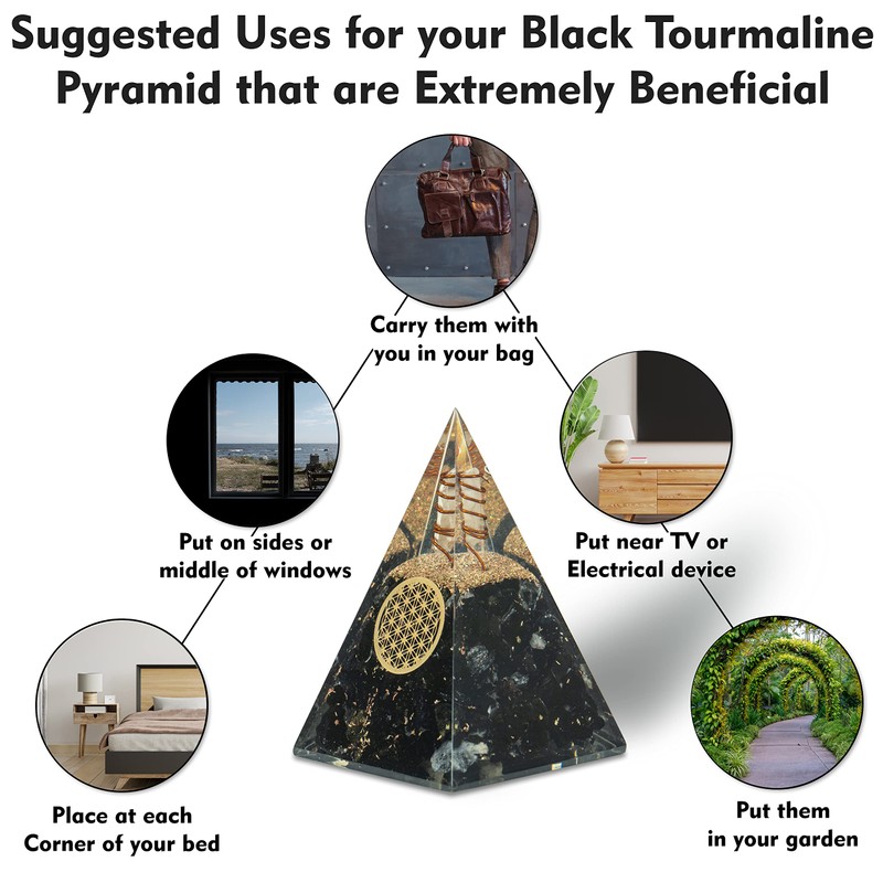 Mystic Gleam Black Tourmaline Orgone Pyramid - Orgonite Pyramid with