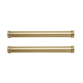 MODE Premium Collection Side Mount 1 1/8" Diameter Curtain Rod Set of Two with Brushed Gold End Cap Finials and Steel Wall Mounted 12” to 20” Adjustable Curtain Rods, Brushed Gold