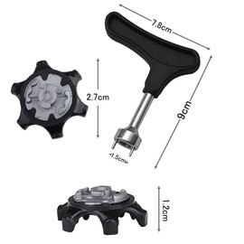 Samcos Golf Spike Wrench Replacement 1 Piece Golf Shoe Spike Tacks 16 Pieces Golf Spike Tacks Socket Stainless Steel Gearless Fast Twist Easy Off