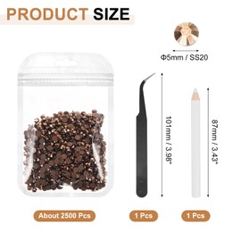 sourcing map 2500pcs Flatback Rhinestones Resin, SS20 5mm Resin Rhinestones Bulk Round Shine Gems with Pickup Tools for DIY Nail Art Tumblers Mugs Clothes, Rose Gold