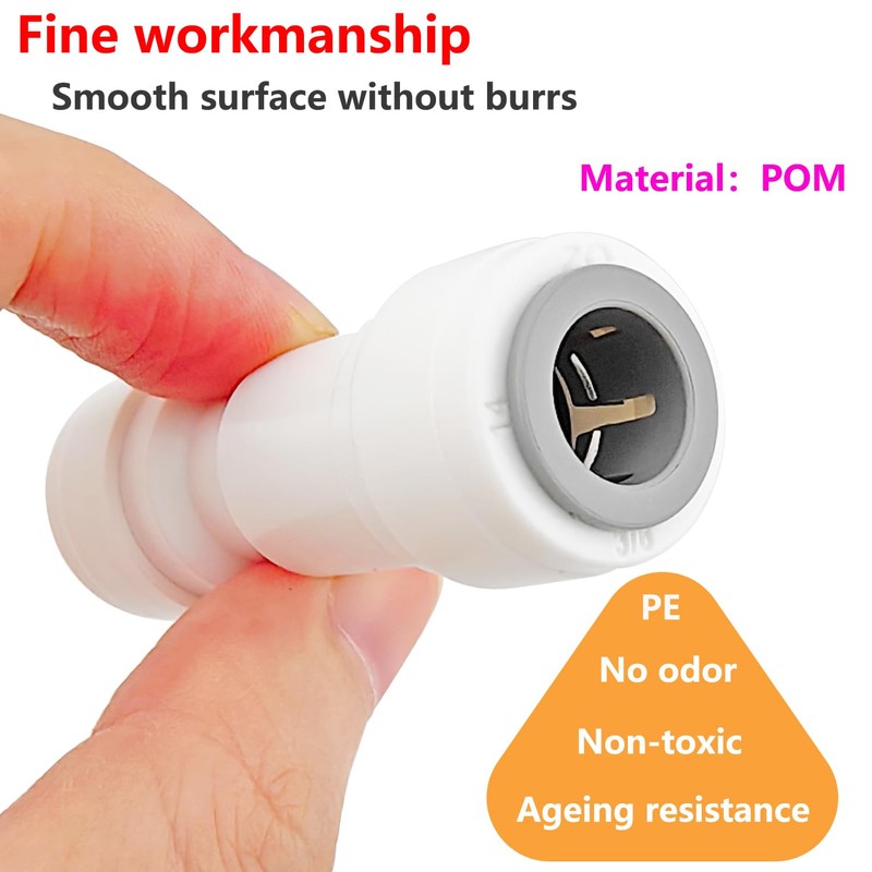 Qrity 1 Piece RO Water Filter Fitting, 3/8" Inline Check