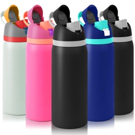 BSMKD Botella de Acero Inoxidable Aislada con Popote, 32OZ/946ML Botella de Agua para Niños y Adultos, Dos Maneras de Beber, Termo Acero Inoxidable para Deportes y Viaje, 100% A Prueba de Fugas