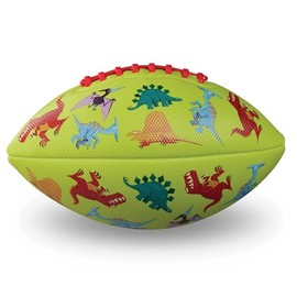 Crocodile Creek Soft Textured Football for Kids Ages 3 and Up - Inflatable Ball for Flag Football Games and Outdoor Sports - Waterproof - Made from Rubber and PVC - Dinosaurs - 9-inch Length