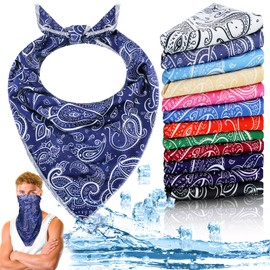 Xuhal 12 Pieces Paisley Cooling Bandana Water Soaking Neck Wraps Wicking Bandana for Women Man Fishing Fitness Sports