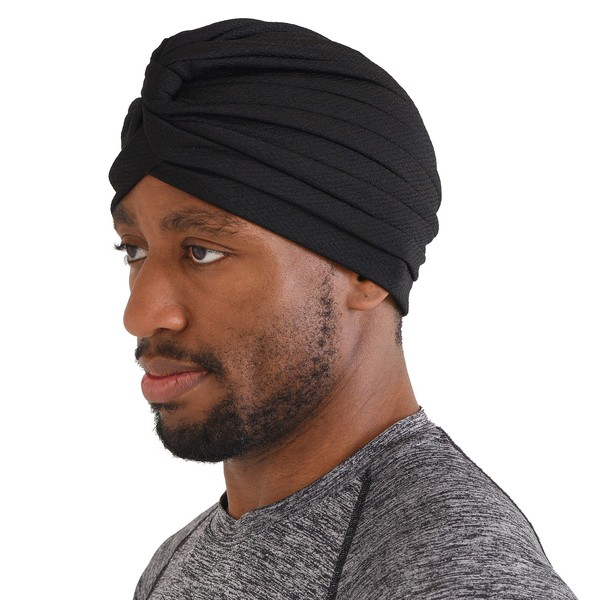 CHARM Casualbox | Crepe Twist Turban Hat Woven Headwrap Arabian Festival Boho Black(Size: One Size)