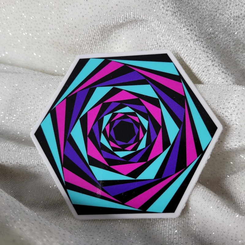 Moonlight Jade STKR083 Twisted Hexagon Black Aqua Magenta Purple Twists