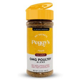 My Secrets Peggy's Food OMG Poultry Seasoning Mix – Perfect Blend of Herbs and Spices – With Pink Himalayan Salt – 3.5 Oz/99.2 g – Versatile – Low Sodium – No Clumping