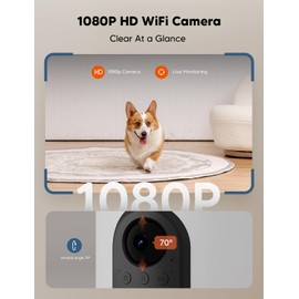 WOPET Automatic Cat Feeder with Camera for Two Cats, 6L Automatic Dog Feeder with HD Video and Night Vision, 5G/2.4G WiFi Pet Feeder for Cats & Dogs, SD Card Storage & 2-Way Audio