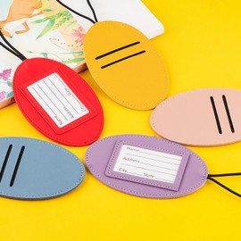 Luggage Tags 5 Pack PU Leather Luggage Tags for Suitcases Colorful Suitcase Tags for Travel Bag Baggage Name ID Tags (Blue Red Pink Purple Yellow)
