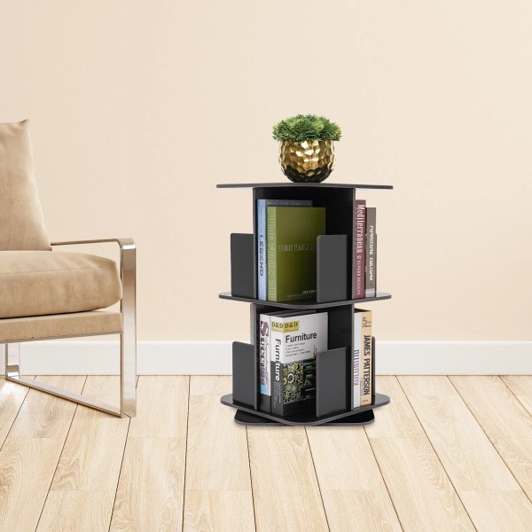 Unbranded 2-Tier Rotating Bookshelf, Compact Design for Organized Storage