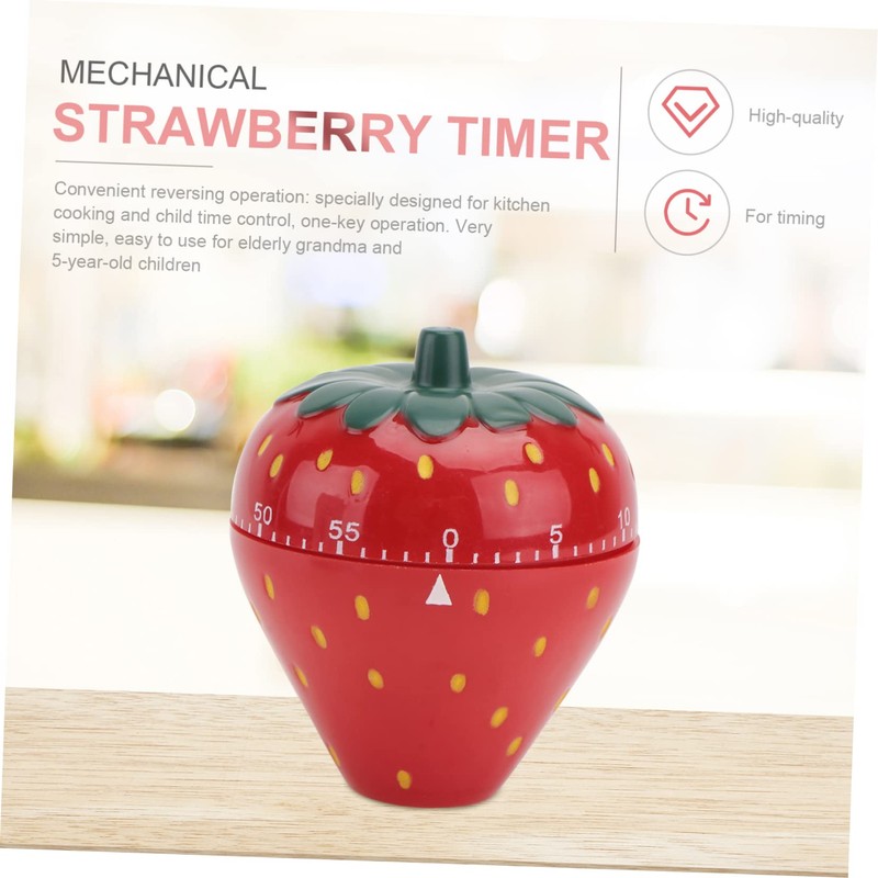 Ciieeo 1Pc Strawberry Shaped Mechanical Timer Cute Household Baking Timer