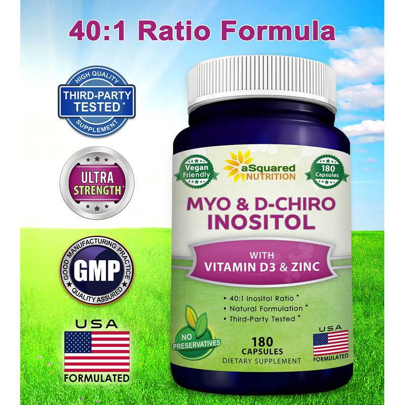 aSquared Nutrition Myo-Inositol & D-Chiro Inositol Supplement - 180 Capsules