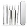 Total: Set of 8, square plug remover, pore remover, square plugs, acne care, back acne, pore care, acne remover, acne remover, acne, eyebrows, nose, pores, corner plug removal, tweezers, tweezers, pimples needle, shellfish mark, blackhead remover, blackh