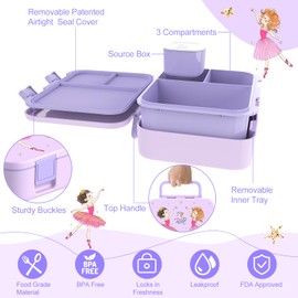 hombrima Children's Lunch Box, Bento Box Food Storage Container with Multi Compartments for Boys Girls Children Adults Work School