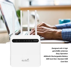 Tonysa 4G LTE-Modem-Router, 600 Mbit/s, Standard-SIM-Kartensteckplatz, 4 Antennen, Unterstützt 20 Geräte, Mobiler WLAN-Hotspot für Europa (EU-Stecker)