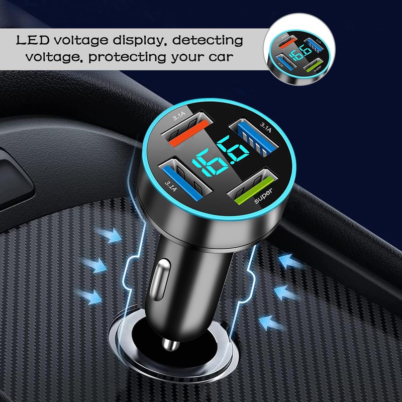 4 Ports Car Charger, USB, USB Socket for Car, with