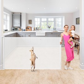 42" Tall X 115" Wide Extra Tall Baby Gates for Dogs Extra Wide Baby Gate Retractable Dog Gate Extra Wide Retractable Baby Gate Extra Tall,White