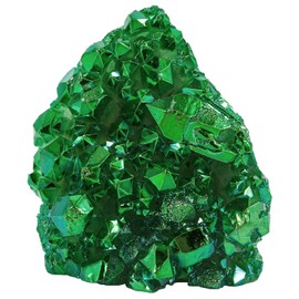 Nupuyai Titanium Coated Rock Crystal Druse Rough Stone Irregular Crystal Cluster Quartz Geode Gemstone for Reiki Feng Shui Decoration