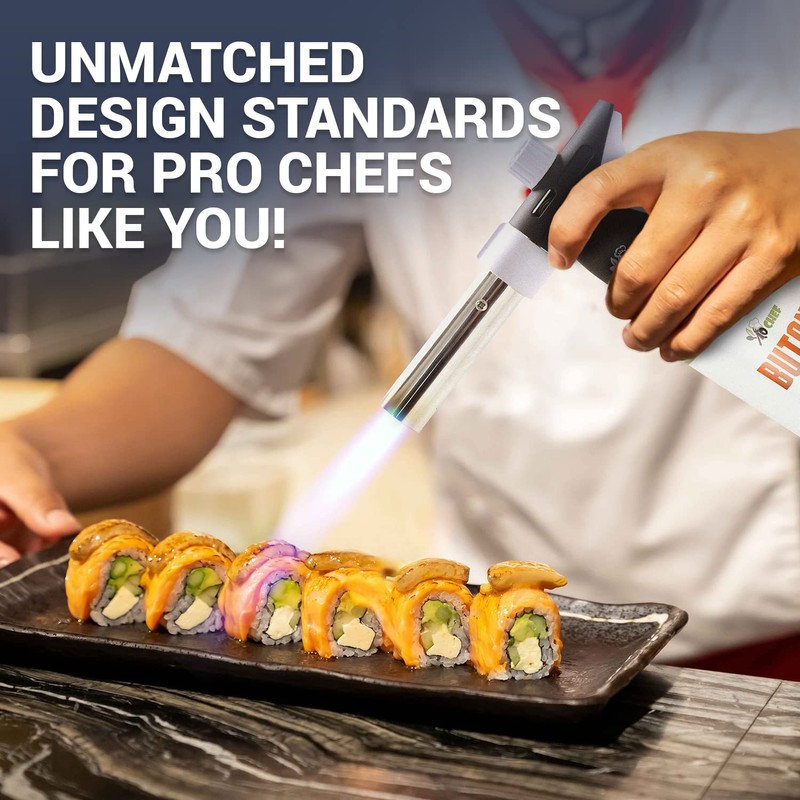 Jo Chef Pro Butane Torch Lighter, Cooking Torch - Refillable