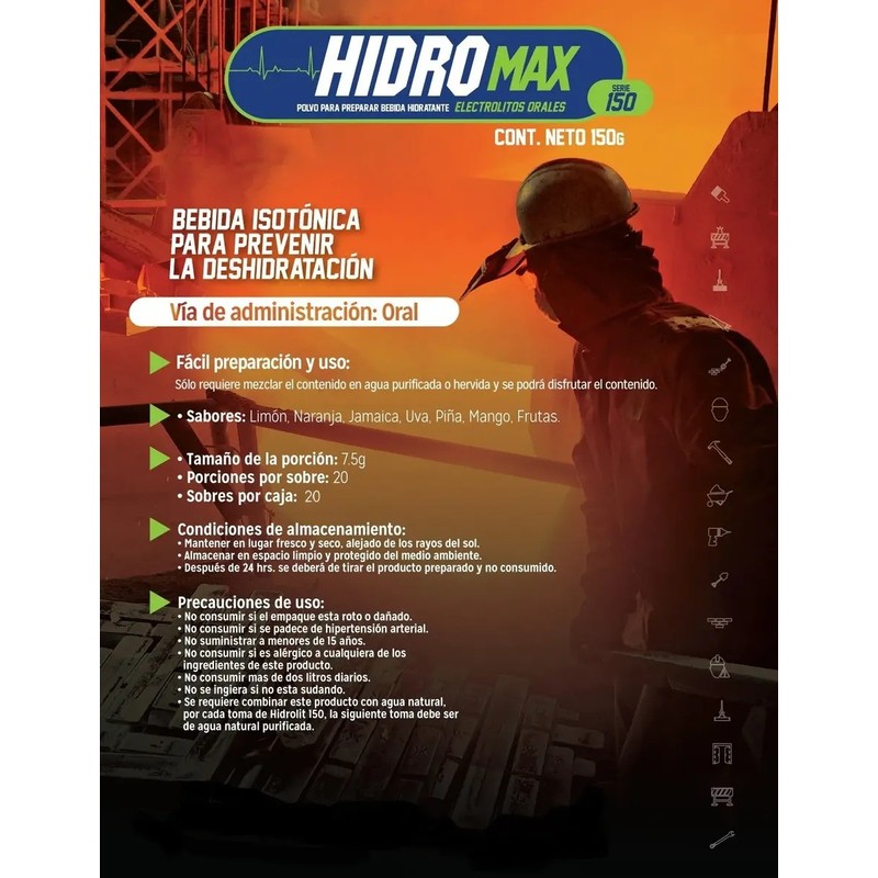 Bebida Hidratante Hidro-max 150 Sobre Para 20l Caja C20 Pza