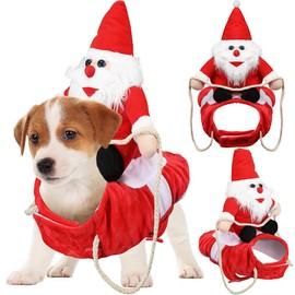 Santa Dog Costume Christmas Dog Outfit Santa Claus Riding on Dog Cosplay Costume Funny Santa Claus Pet Clothes for Small Medium Large Dogs Cats