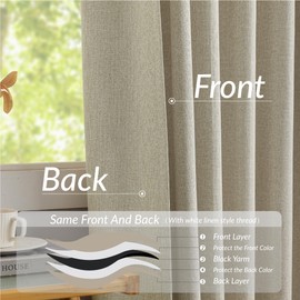 KangBang 95 Inch Pinch Pleated Linen Blackout Curtains for Sliding Glass Door, 60” Wide Pinch Pleat Curtains for Living Room French Door, Privacy Assured Elegant Modern Home Decor(60Wx95L,2 Panels)