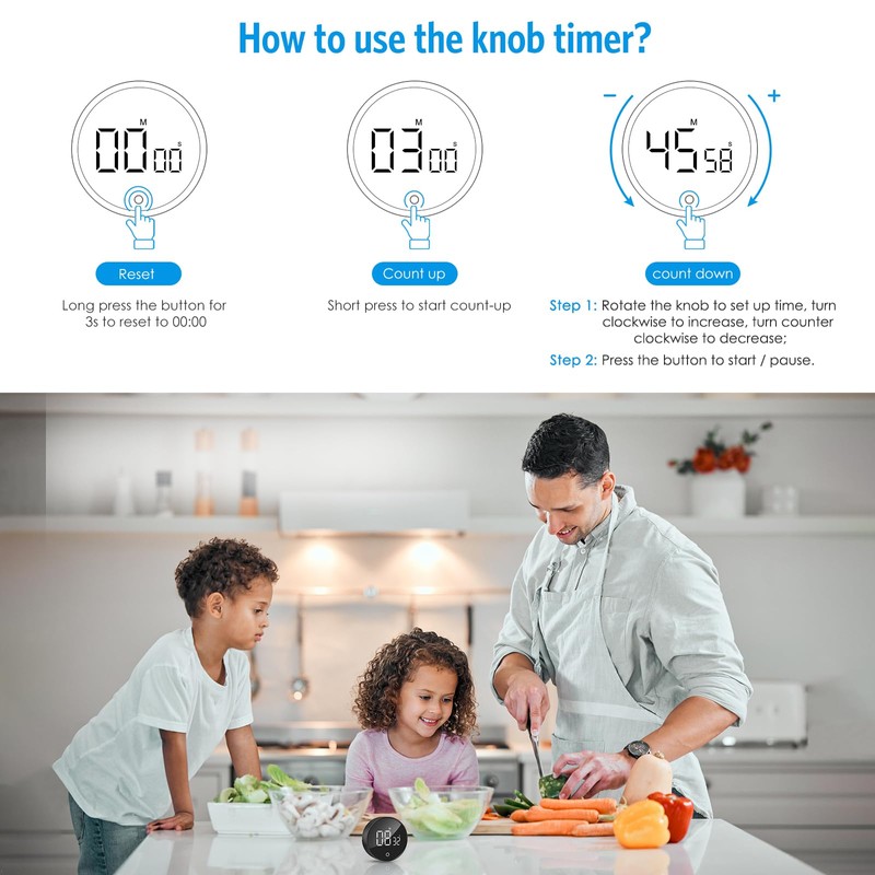 AMIR Digital Kitchen Timer, Visual Timers with LED Digital Display,