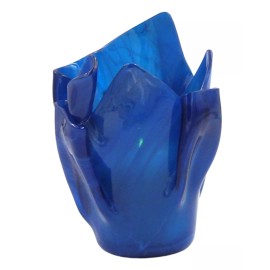 Vase Candle Aqua Blue Wispy Candle Vase Dish Set | Reusable | Spring Rain Half Candle