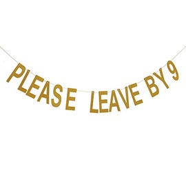 Topfunyy Please Leve by 9 Banner Gold Glitter Party Garland for Bachelorette Party Bridal Shower Engagement Decorations