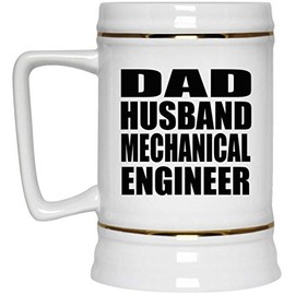 Designsify Gifts, Dad Husband Mechanical Engineer, 22oz Beer Stein Ceramic Tankard Mug with Handle for Freezer, for Birthday Anniversary Mom Dad Parents Fathers Mothers Day Party, to Men Women Him
