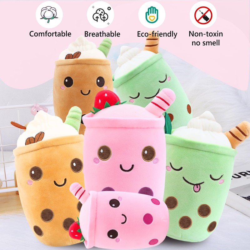 Tutukyle Bubble Tea Cuddly Toy Plush Cushion (Pink, 35 cm)