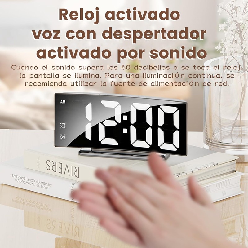 Despertador digital LED Meeyoga 4096 – hora 12/24, temperatura y