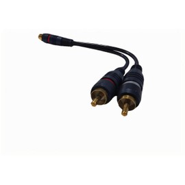 SIENOC 2x RCA female to Dual RCA Male 15cm Audio Cable Adapter (Navy Blue)