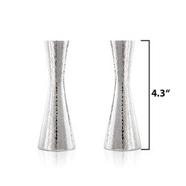 Yair Emanuel Modern Hammered Pillar Candle Holders | Shabbat Candlestick Holders | Minimal Tapered Design (Small 4.3" CX-1)