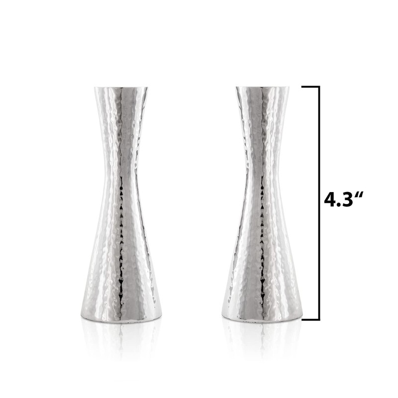 Yair Emanuel Modern Hammered Pillar Candle Holders | Shabbat Candlestick