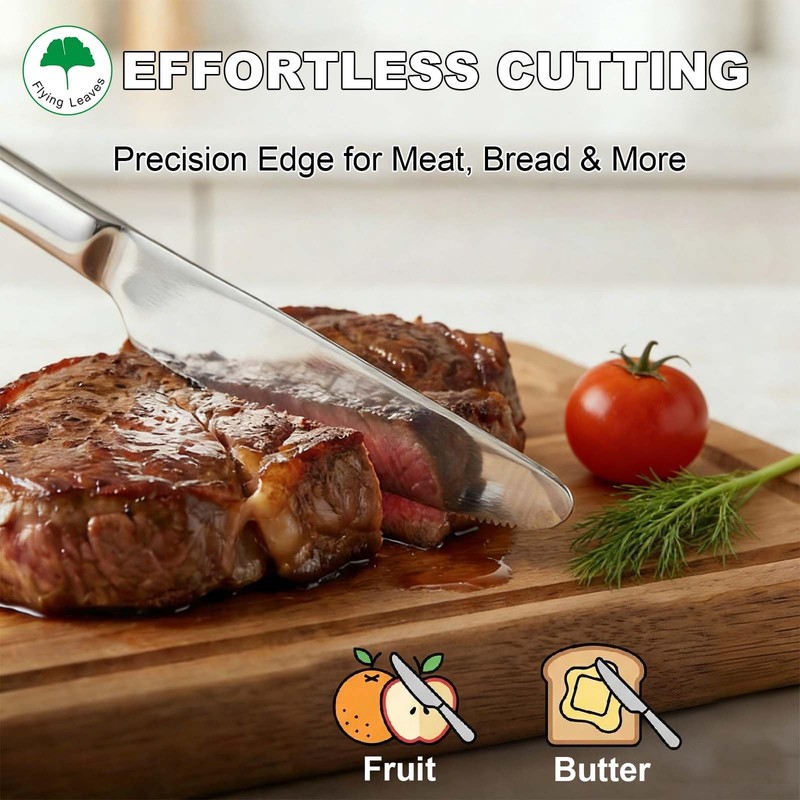 Flying Leaves 6 Piece Stainless Steel Dinner Knives Set, 9
