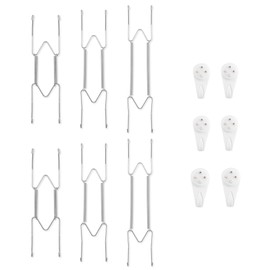 Bilillo 6 Pcs Plate Hangers for The Wall, 8/10/12 Inch Invisible Decorative Wire Plate Holders, Plate Hangers for Display Various Sizes with Wall Hooks for Decorative Plates and ArtsSilver